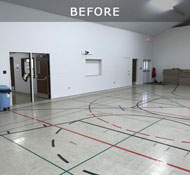 Church gym with vinyl tiles which are not appropiate for sports