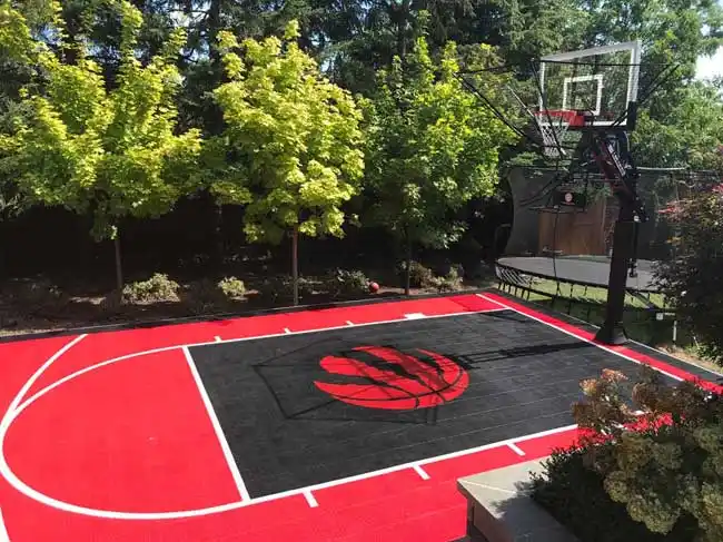 20' x 28' Backyard Basketball Court, Raptors logo, King City, ON 