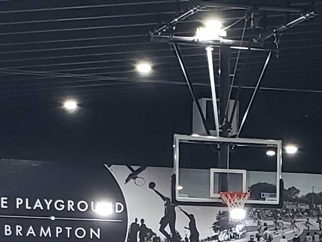 Ceiling mounted basketball goal, Playgraund Brampton