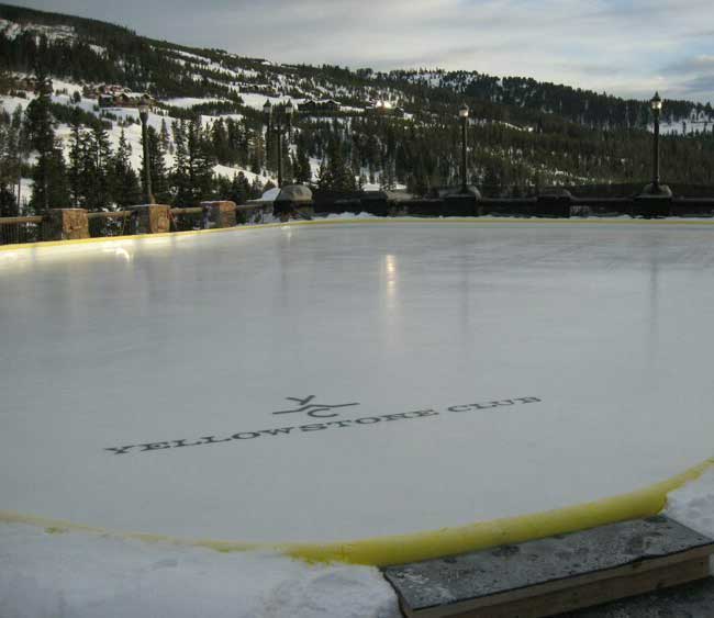 Smooth large outdoor ice rink just resurfaced