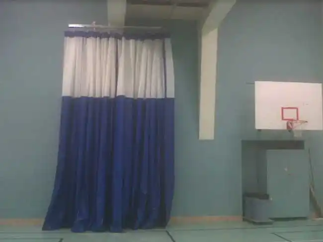 Walk draw curtain stored on the wall