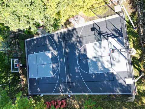 >Full Size, Grey and Blue, Outdoor Multi-Game Court in Waterloo, ON.