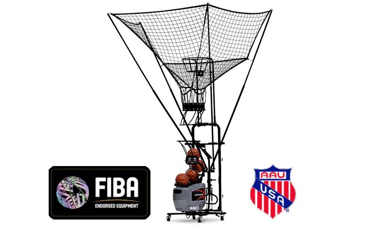 Rebel Plus Dr. Dish basketball shooting machine. High Reps and High Tech