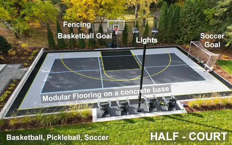 Half size multi-court: Basketball, Pickleball, Soccer. Ancaster, Ontario 