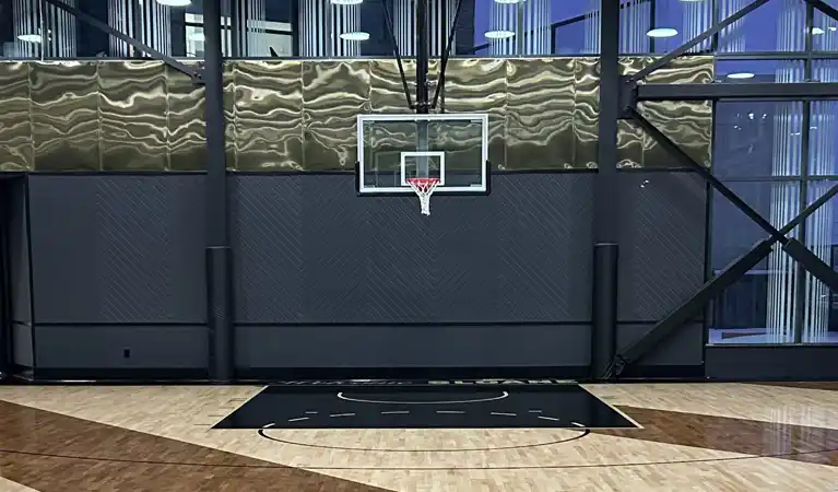 Professional basketball backboard and net installed at the Sloane Building in Toronto.