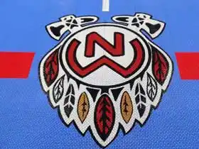 Custom SnapSports® court with Nipissing First Nations logo. Total Sport Solutions specializes in high-precision custom branding on professional athletic surfaces.