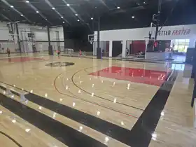 Total Sport Solutions installed the FIBA-standard Junckers Clip System hardwood sports flooring at Shoot 360 Oakville, ON. This premium 18,000 sq. ft. commercial court features precision line markings and maximum shock absorption for elite athletic training.