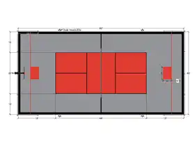 This 40' x 80' Full Size plan for Milgrove shows the precise layout of basketball, pickleball, and dual LED court lighting.