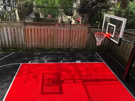 Black and Red Backyard Basketball Court​​​​ Toronto, ON