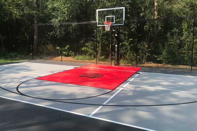 Basketball Backyard Court, with Reaptors design, in King City, ON