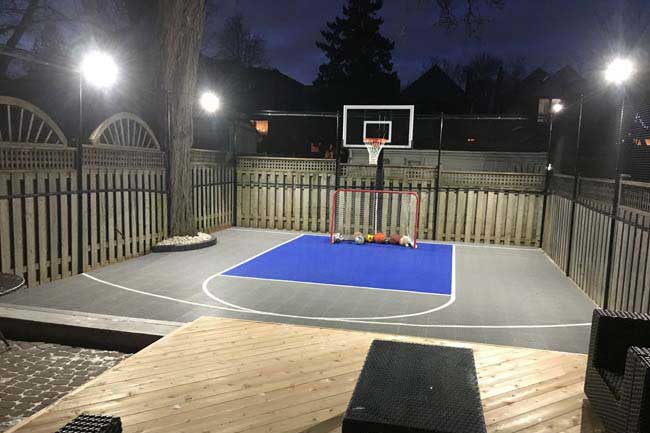 Backyard court with Lighting, Toronto, ON