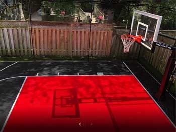 Black and Red Backyard Basketball Court​​​​ Toronto, ON